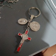 KEYCHAIN SAINT BENEDICT MIRACULOUS AND CRUCIFIX