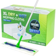 40 Count XL Dry+Wet Mopping Cloths Kit for Swiffer Sweeper XL Mop - Disposable X-Large Mop Pad Refil