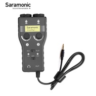 Saramonic อินเทอร์เฟซเสียงไมโครโฟนสำหรับกล้อง DSLR กล้องวิดีโอ Xru/3.5มม. พร้อมด้วย Phantom Power Preamp และกีตาร์สำหรับสมาร์ทโฟน iPhone และ Android สีดำ