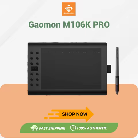 GAOMON M106K PRO 10'' Graphics Drawing Tablet with 8192 Levels Tilt Supported Battery-free Art Stylu
