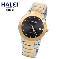 Halei Gold Original Jam Tangan Lelaki Perempuan Black Stainless Steel Couple Quartz Analog Watch AH5