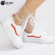 QIAN Waterproof Rain Reusable Women/Men Shoes Cover All Seasons Slip-resistant Zipper Rain Boots Overshoes Kids Shoe Accessories