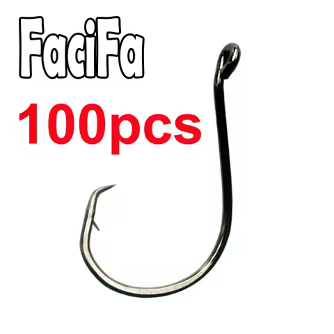 100 pcs Octopus Offset Sport Circle Fishing Hook Carp Fishhook Jig Big Barbed Fish Hook High Carbon 