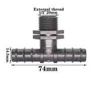 1/2" to 16 mm Male Tee Connector 1/2" Male Tee Connector to 16 mm Hose