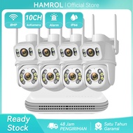 Hamrol Sistem Keamanan CCTV Indoor/Outdoor 8MP PTZ 4 Kamera IP66 dengan NVR Nirkabel
