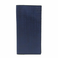 Loewe 亞麻男士皮革長皮夾（雙折）海軍藍