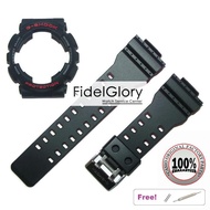 ♞,♘G Shock Original RED n GREY Font Bezel and Strap Matte Black For GA-100 / GA-110 / GA-120 / GA-1