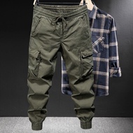 Ankle-tied pants MEN Seluar Kerja Lelaki 6 Poket Multiple Pockets Black Kargo Cargo Pants Men Loose 