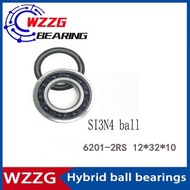 WZZG 1PCS 6201-2RS 12X32X10mm Hybrid ceramic SI3N4 ball Bearings bicycle Bearing