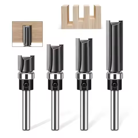 1pc 6mm 1/4"Shank Bearing Straight Router Bit Copy Trimming Cutter Line Cutter Trimming Machine Mill