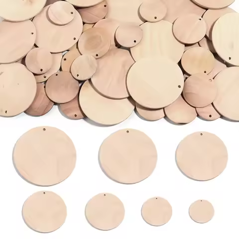 10/20pcs/lot Flat Round Natural Wooden Slices Log Discs Loose Spacer Beads For Jewelry Making DIY Br