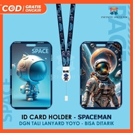 (N017) ID Card Holder Yoyo Human Space/ Nametag Yoyo Astronaut Space Human/ Yoyo Card Holder Paint/ 