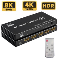 HDMI 2.1 Switch Splitter 8K HDMI 2.1 Switch 4K 120Hz For Xbox Series X PS5 Apple TV 4K 120Hz HDMI Sw