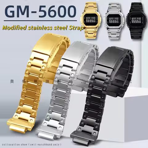 Stainless Steel watchband 16m For casio GG-SHOCK 3229 GM-5600 Small square watch band solid metal st