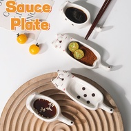 Cute Sauce Plate Cute Ceramic Sauce Plate with Cat Pattern Small Ceramic Sauce Plate with Cute Anima