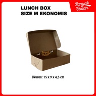 Economical M PAPER LUNCH BOX (20Pcs Contents), Laminated KRAFT, Economical MEDIUM