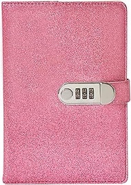 NectaRoy Diary with Lock, Glitter Material Diary, A5 Travel Journal, Diary for Girls, for Office, Sc