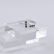 碎鑽排鑽耳環 (黑色CZ鑽石) 925純銀