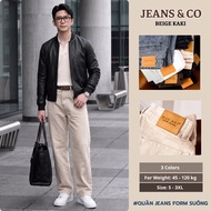 Men's BEIGE KAKI JEANS - JEANS & CO - BEIGE STRAIGHT KAKI PANTS