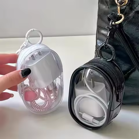 Charger Storage Case Transparent Data Cable Charger Storage Bag Waterproof Travel Organiser Charger