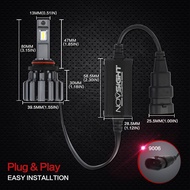 Novsight 2Pcs F03 H11 H9 H8 H4 H7 9005 9006 LED Light for High/Low Beam Fog Light 80W 15000LM White 