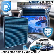 กรองแอร์ Honda ฮอนด้า Brio,Brio Amaze,Mobilio สูตรนาโน ผสม คาร์บอน (D Protect Filter Nano-Shield Series) By D Filter (ไส้กรองแอร์รถยนต์)