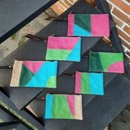 Colorful Laminated Burlap Pouch/Wallet