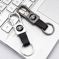 car accessories gift metal leather portable car logo keychain apply to Toyota Highlander Alphard  Ay