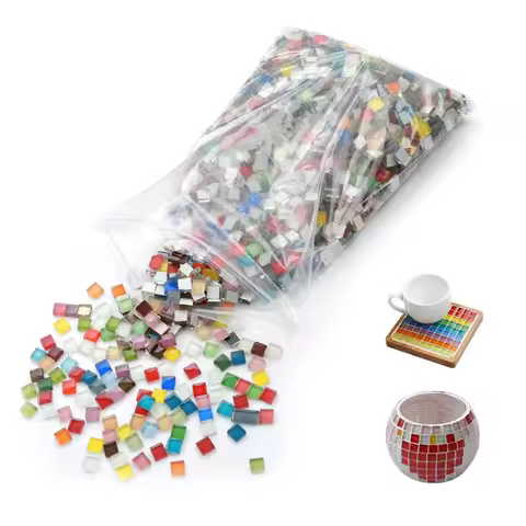 450pcs Solid Color Square Glass Mosaic Tiles Art and Craft Material Mosaic Tile for Hobbies Creative