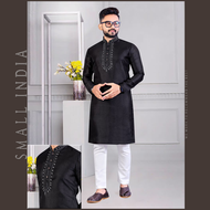 {**ส่งฟรี**} SMALL INDIA 💁♂️ Art Silk Traditional Wear Kurta Pajama 💁♂️ Kurta Pajama For Men