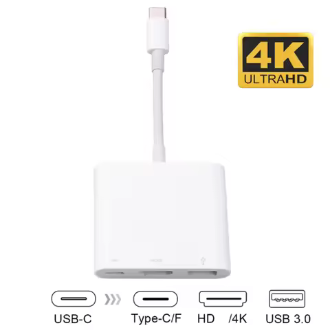 USB-C To HDMI-compatible 3 in 1 Cable Converter for Samsung Huawei iPad Mac USB 3.1 Type C To HD 4K 
