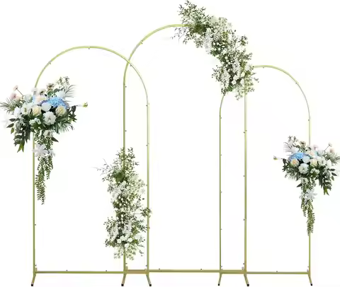 Wedding Arch Backdrop Stand Gold Metal Arch Backdrop Stand for Wedding Birthday Balloon Arch Decorat