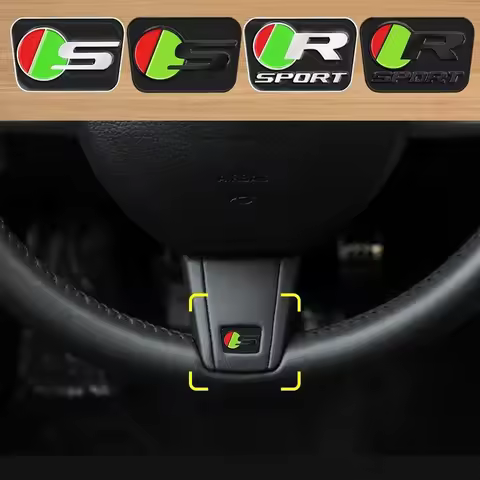 1pcs 3D Metal Car Steering Wheel Badge Logo S Sticker R Sport Emblem For Jaguar XF XJ-S XJ-6 X-Type 