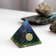 【青金石、綠砂石】奧根水晶能量金字塔Orgonite 5x5 cm