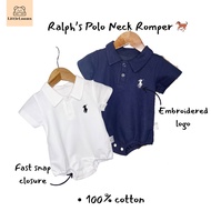 [READY STOCK] Ralph’s Cotton Romper Baby Boy Smart Look Onesie Plain RL Logo Birthday Fullmoon Party