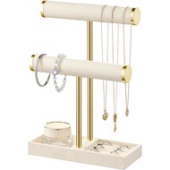 2 Tier Bracelet Holder Display - Detachable T Bar Beige Velvet Bracelet Holder, Jewelry Holder Organ