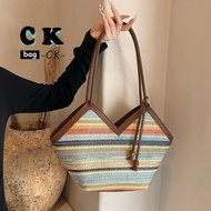💥Free Shipping💥CUVEA KORRES Rainbow Fashion Seaside Vacation Straw Woven Large-Capacity Through Brai