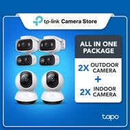 【Tapo CCTV Bundle】4 Kamera (2 Dalaman C220 + 2 Luaran C246D) Keselamatan Rumah Pintar dengan Pengesa