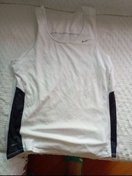 Nike white 男 men 背心 dri fit singlet 運動衫 球衣 tennis running marathon 跑步三項鐵人 馬拉松