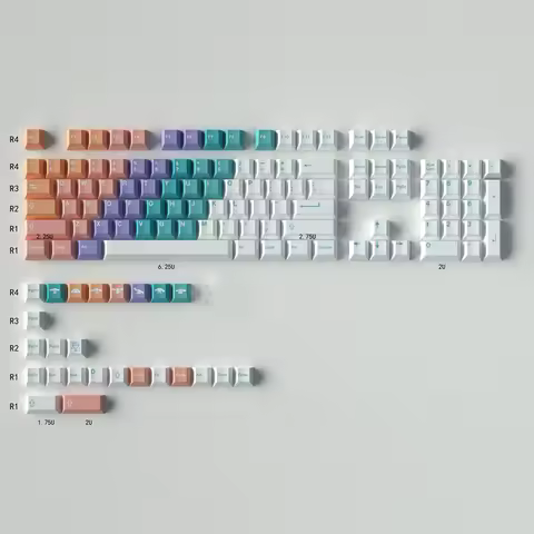 PBT GMK Rainbow Gradient Keycaps 129/23 Keys Dye Sub Keycap For Mechanical Keyboard With 2U 1.75U Sh