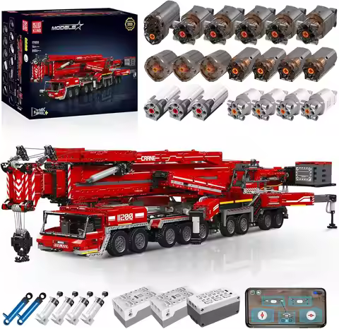 MOULD KING 17008 Technical Liebherr LTM 11200 Crane Truck APP Control Building Blocks Set Big Engine