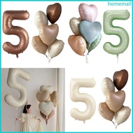 HO 6Pcs Cream Color Number Balloon Set  Caramel Number 0-9 Balloon Foil Helium  Birthday Wedding Par