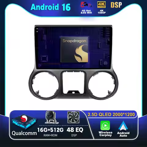 Android 16 Carplay Auto For Jeep Wrangler 3 JK 2015 2016 2017 Car Radio Player Multimedia srereo Nav
