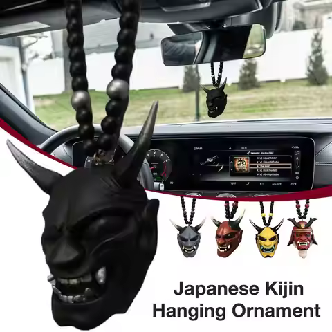 Samurai Kabuto Helmet Hannya Facemask Japanese Oni Car Rear View Mirror Charm Pendant Car Decoration