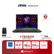 MSI NOTEBOOK Cyborg 15 A12VF-623TH | 15.6" FHD | Intel Core i7-12650H | NVIDIA GeForce RTX 4060 | 16GB(8GBx2) DDR5 | 512GB NVMe PCIe Gen4 M.2 SSD | Windows 11 Home (โน้ตบุ๊ก)