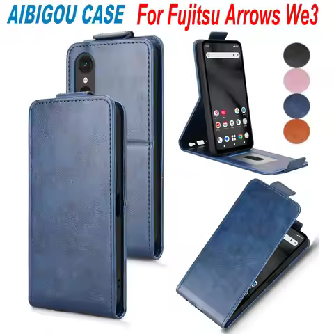 For Fujitsu Arrows We3 Flip Vertical Leather Case Luxury Retro Book Card Holder Full Cover For Fujit