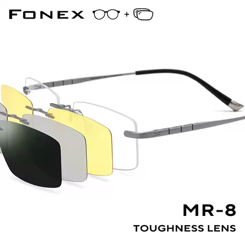 FONEX Titanium Progressive Prescription Glasses Custom Photochromic Myopia Optical Eyewear Men Rimle