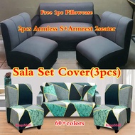 Sala Set Sofa Cover of 3 Pcs Sofa Covers 2 Small Armless Sofa Cover and 2 Seater Sofa Cover Stretcha