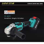 JAPAN STAR  Brushless 20V Cordless Grinder Set c/w Variable Speed / Battery Angel Grinder / Mesin Ca