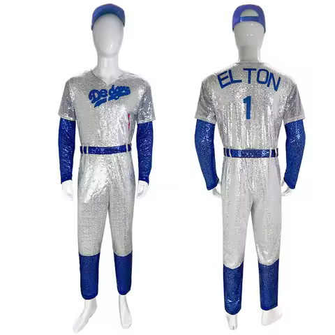 Anime Rocketman Elton John Dodgers Cosplay Costume Baseball Uniform Hat Halloween Party Costumes Out